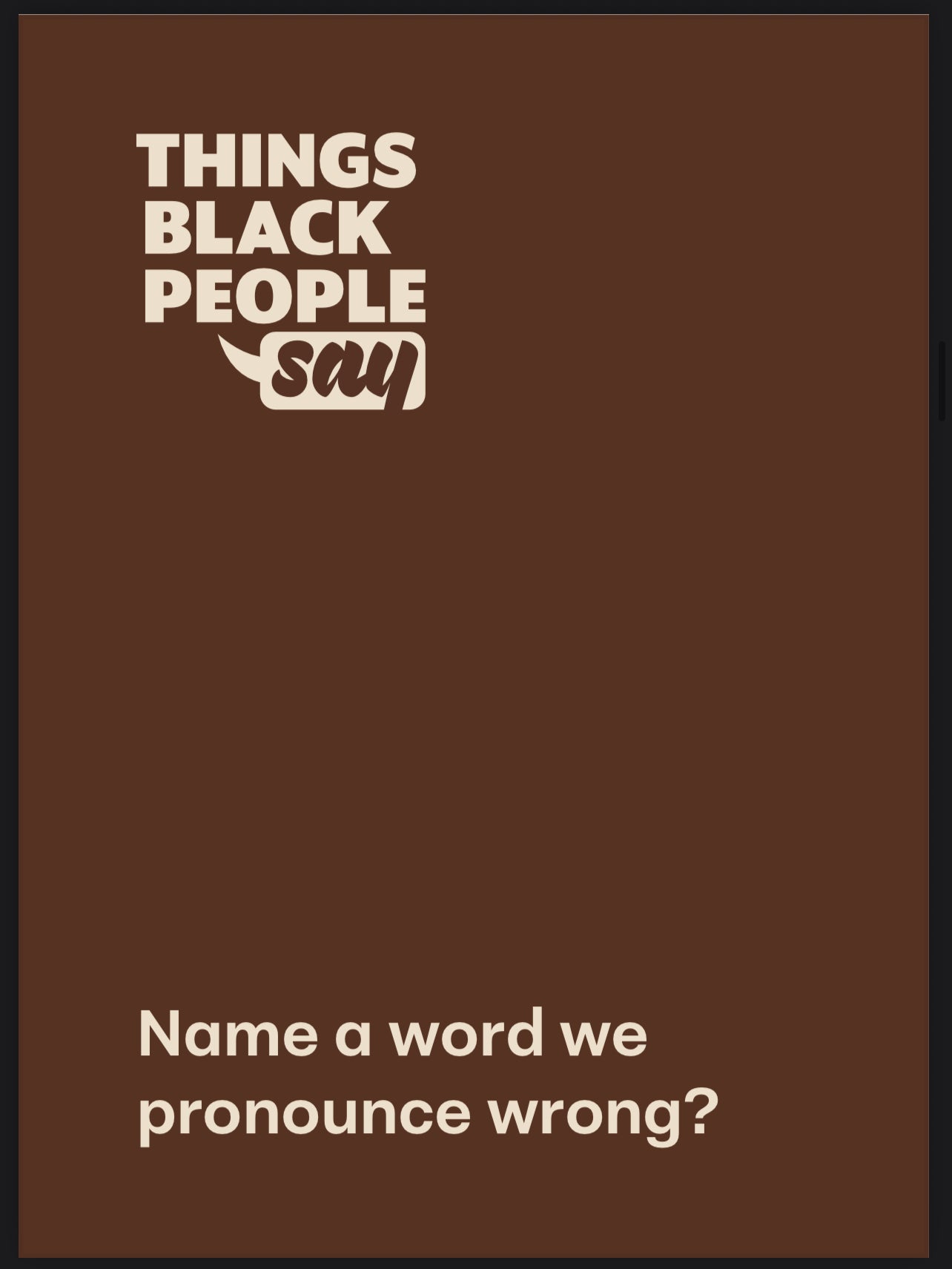 Things Black People Say: Card Game