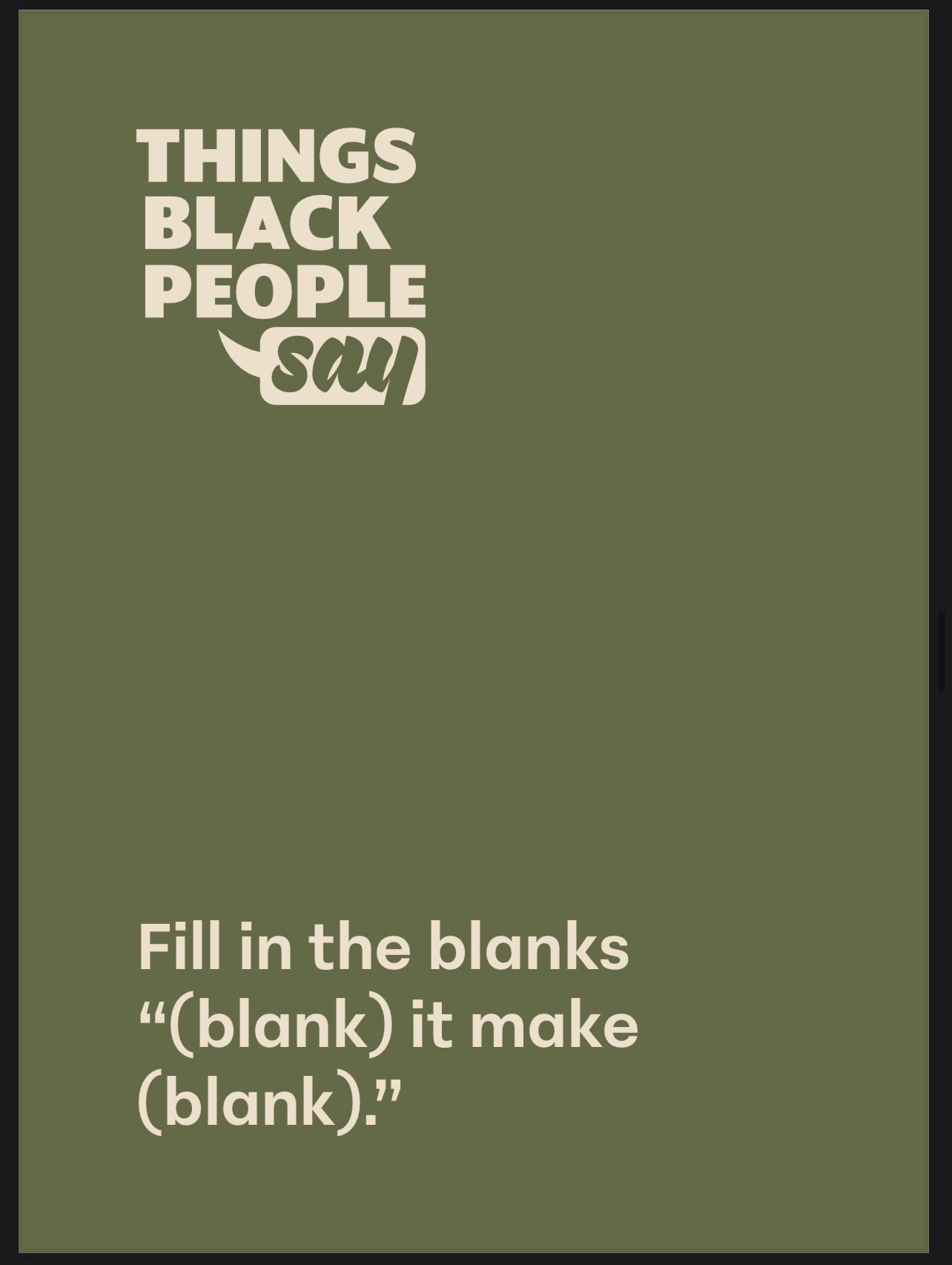 Things Black People Say: Card Game